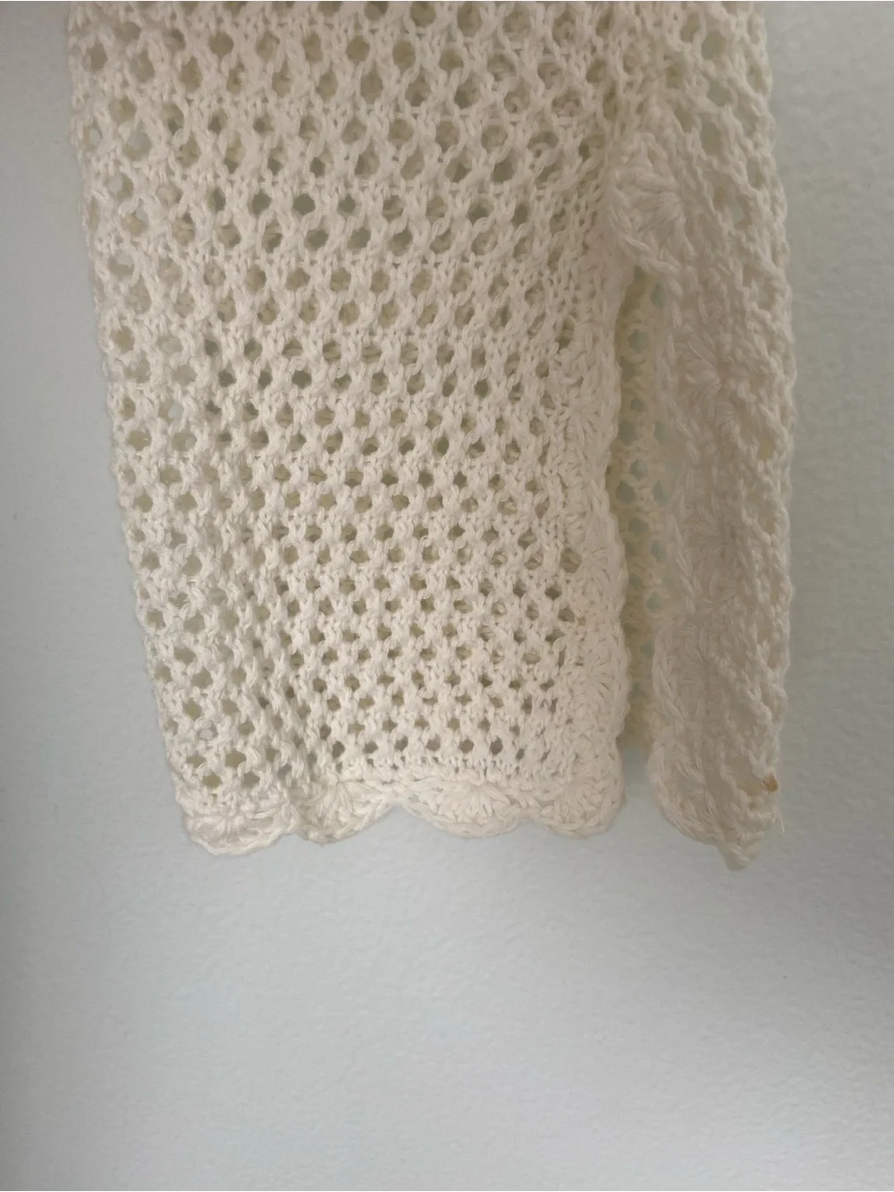 Frankies Bikinis Crochet Collette Cover Up Tunic Cream White XS